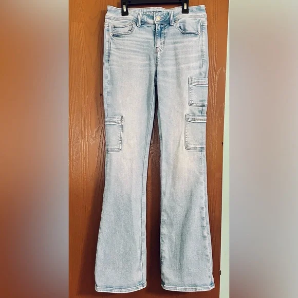 AE Stretch Low-Rise Kick Bootcut Jeans - Picture 1 of 7